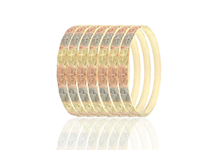  Tri Color Plated Cross Punched Semanario Bangles 6mm